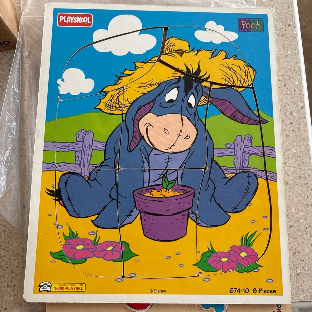 Vintage Disney Gardening Eeyore Playskool Wooden Puzzle Winnie The Pooh 90s